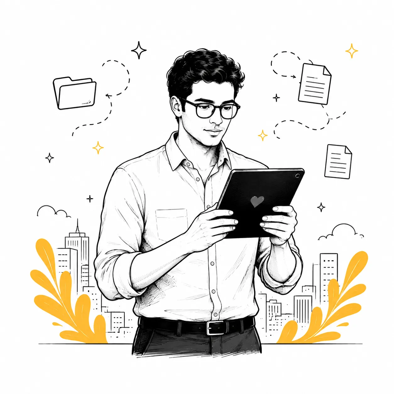 Illustration: businesses working with PDFs