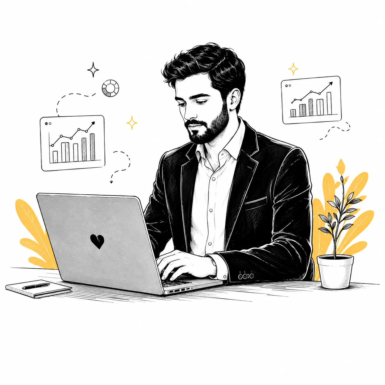 Illustration: professionals working with PDFs