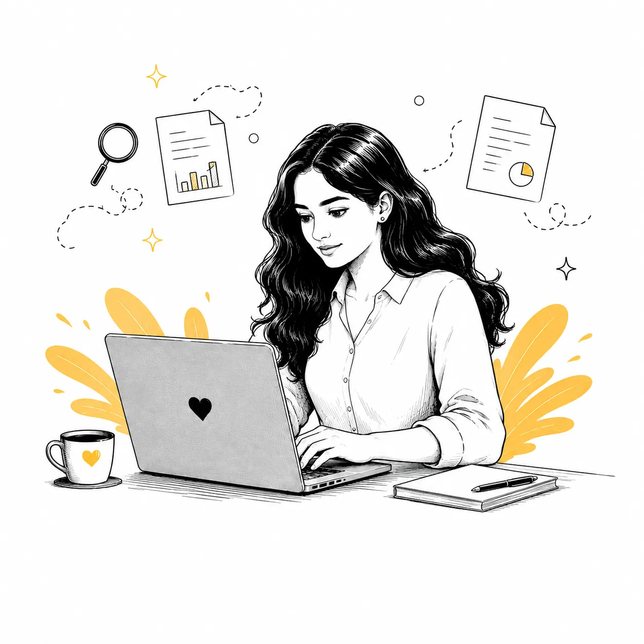 Illustration: researchers working with PDFs